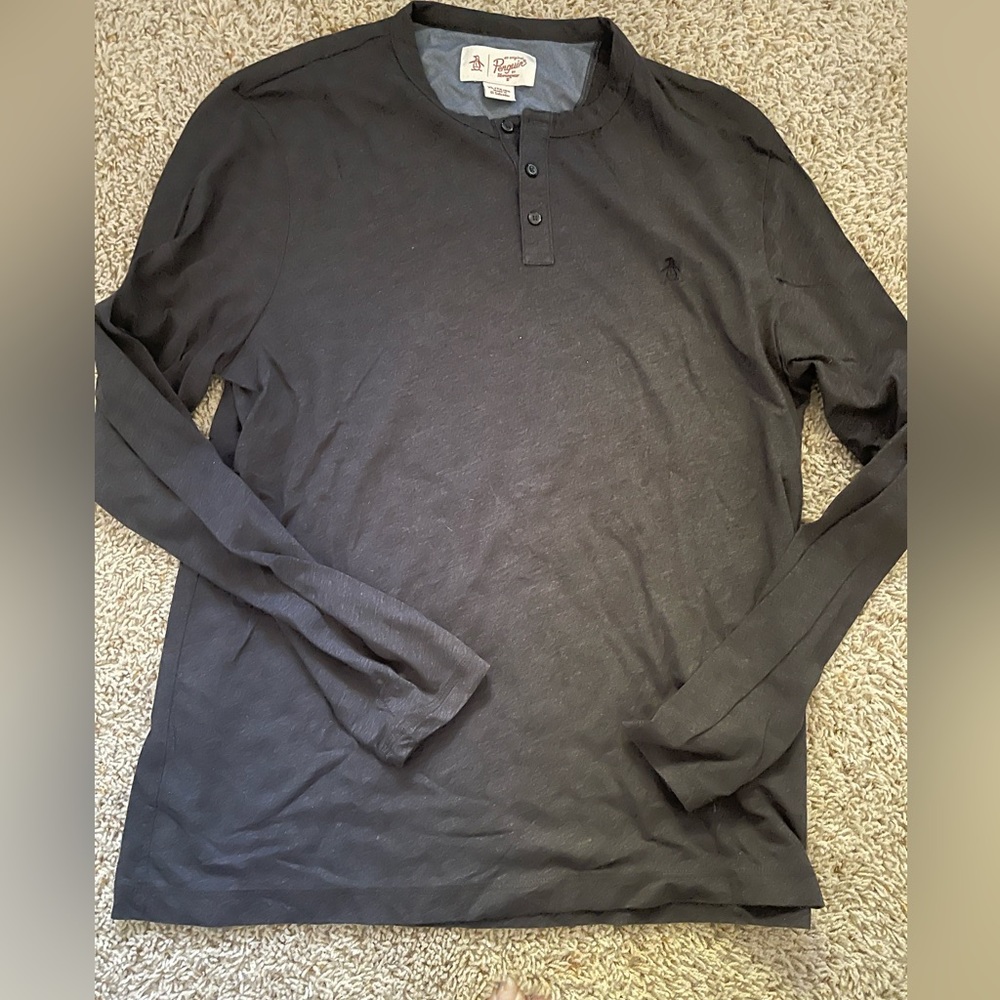L/S Penguin Tee by Munsingwear Dark Grey (wrinkles from Storage) Size XL